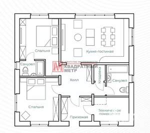 Дом 110м², 1-этажный, участок 9 сот.  