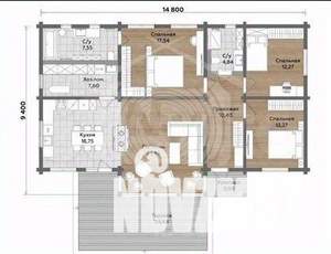 Коттедж 140м&sup2;, 1-этажный, участок 8 сот.  