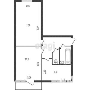 1-к квартира, вторичка, 25м2, 2/5 этаж