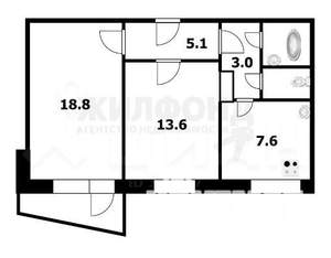 2-к квартира, вторичка, 53м2, 2/9 этаж