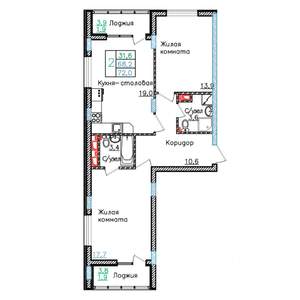 2-к квартира, вторичка, 72м2, 15/18 этаж
