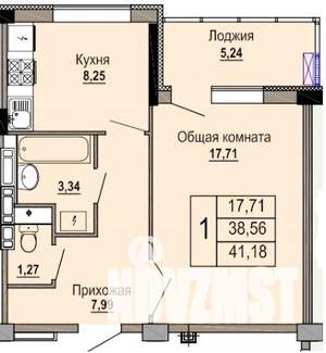 1-к квартира, строящийся дом, 41м2, 12/12 этаж