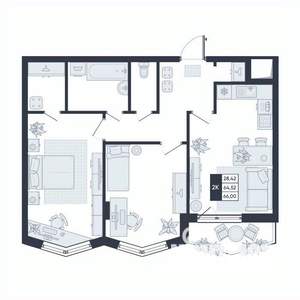 2-к квартира, вторичка, 66м2, 2/17 этаж