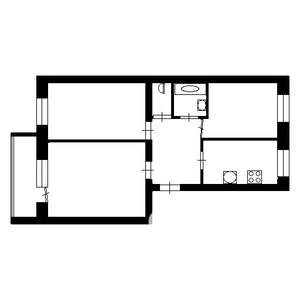 3-к квартира, вторичка, 60м2, 2/5 этаж