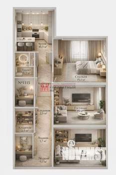 2-к квартира, вторичка, 62м2, 3/14 этаж