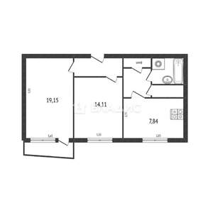 2-к квартира, вторичка, 53м2, 5/9 этаж