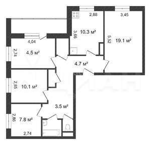 4-к квартира, вторичка, 81м2, 1/9 этаж