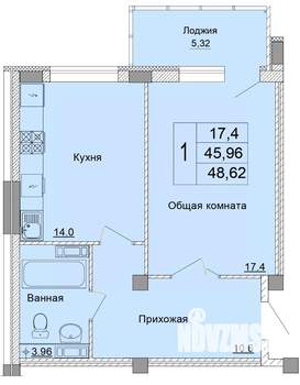 1-к квартира, строящийся дом, 49м2, 9/9 этаж