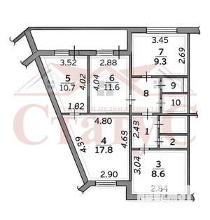 4-к квартира, вторичка, 72м2, 5/9 этаж