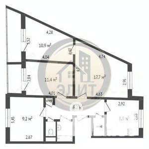 4-к квартира, вторичка, 75м2, 1/9 этаж