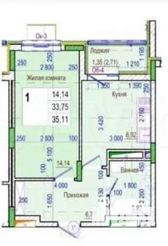 1-к квартира, вторичка, 36м2, 4/14 этаж